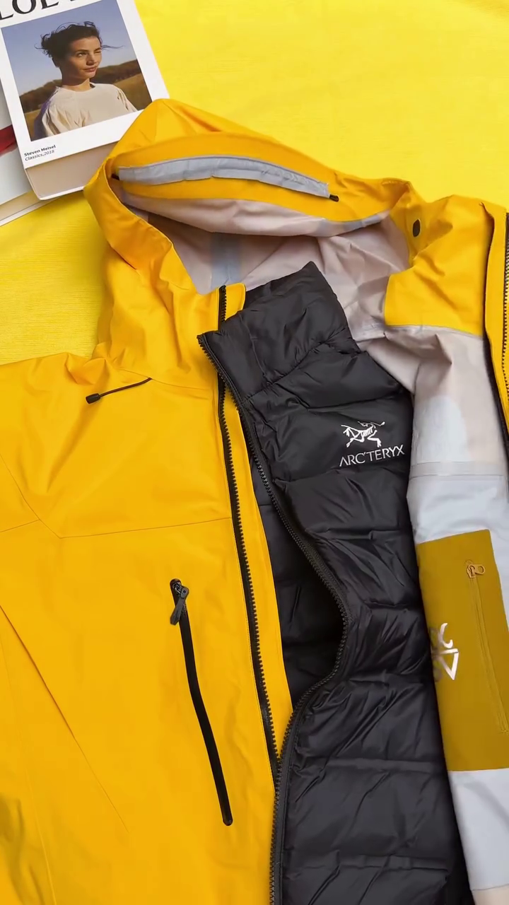 Mustard Yellow Waterproof Hooded Rain Jacket - Image 3