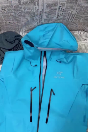 Sky Blue Waterproof Hooded Rain Jacket