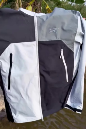 Grey Color Block Waterproof Jacket