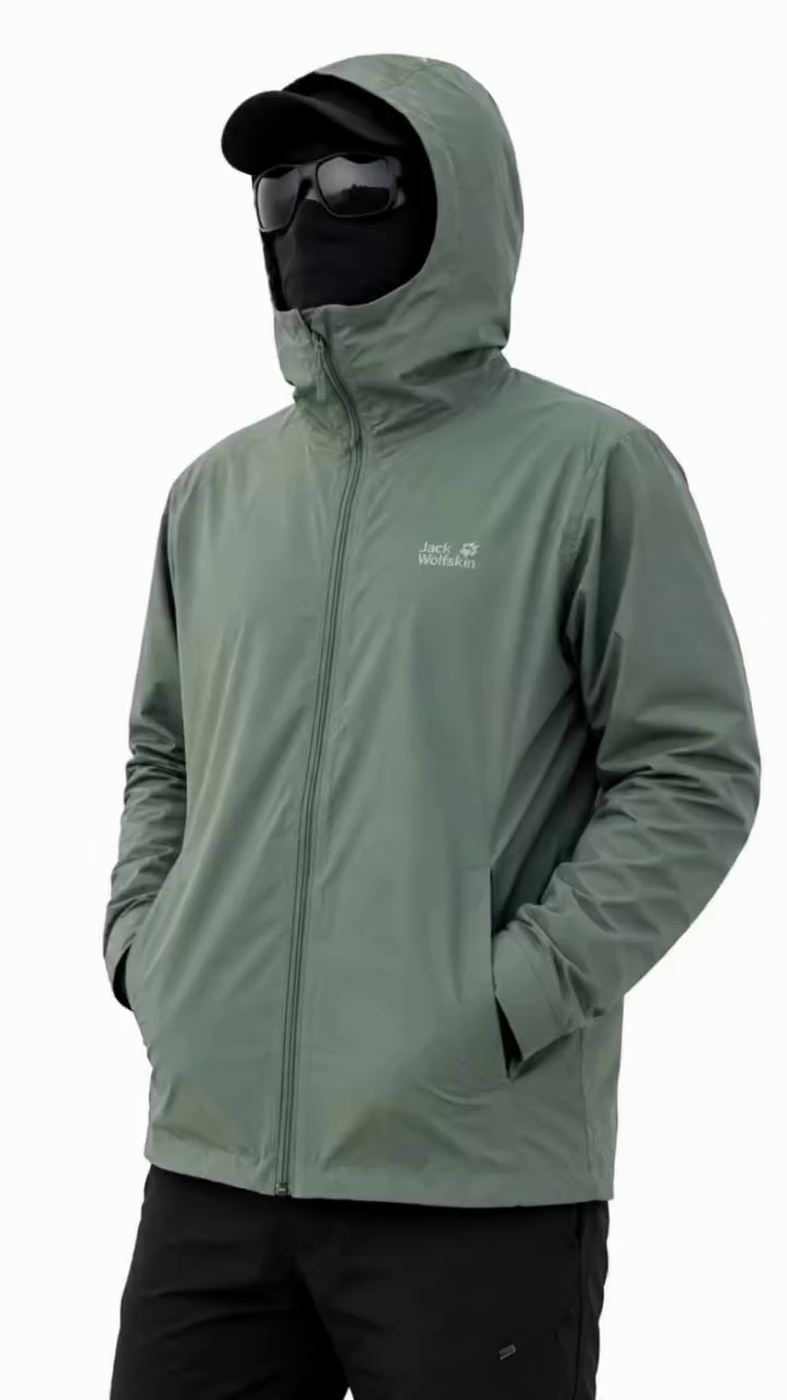 Sage Green Lightweight Hooded Windbreaker