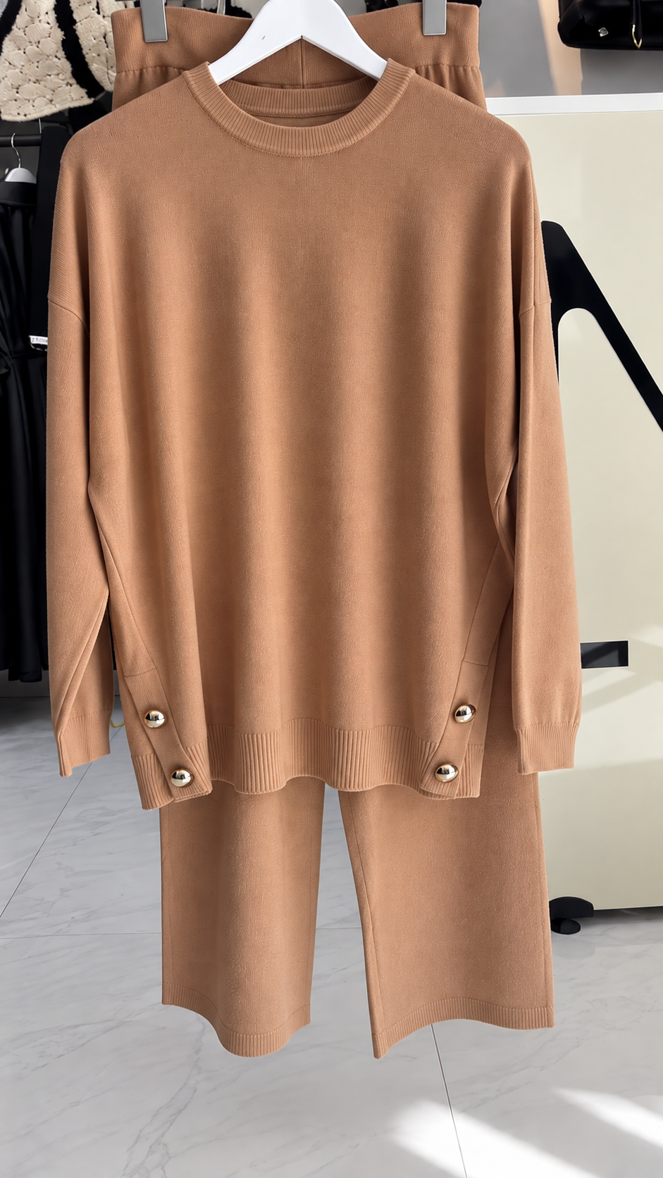 Grey Knit Top with Matching Pants - Image 2