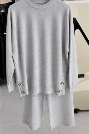 Grey Knit Top with Matching Pants
