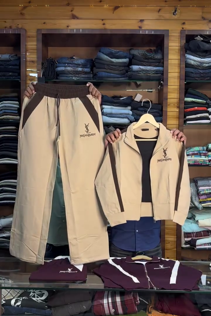 Men's Winter Brown Zip Jacket & Track Pants Set - Image 2