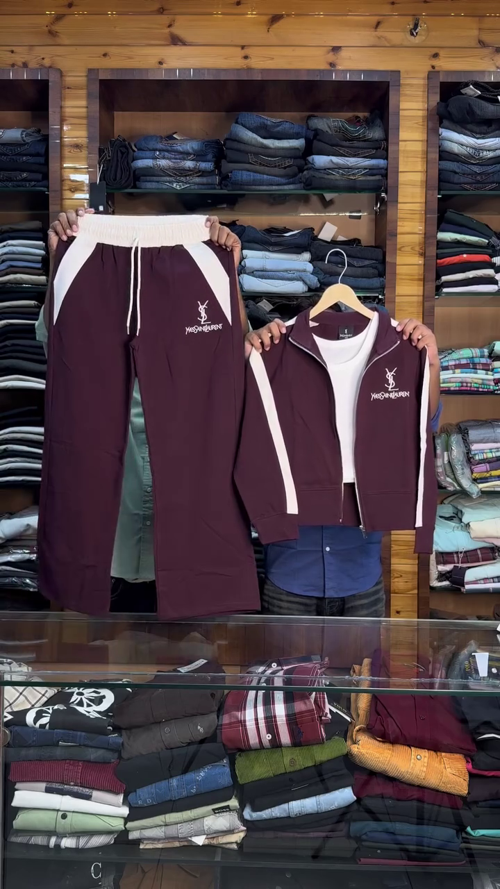 Men's Winter Brown Zip Jacket & Track Pants Set - Image 3