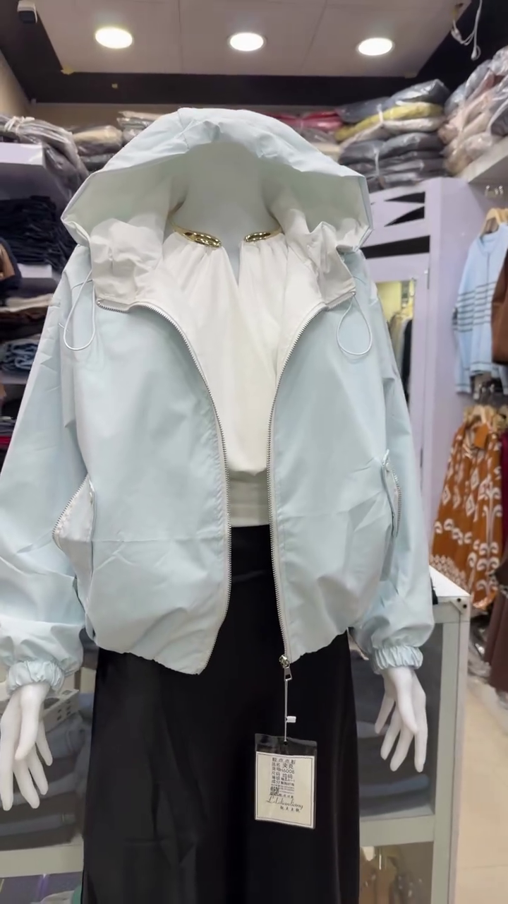 Women's Winter Ice Blue Hooded Utility Jacket - Image 2