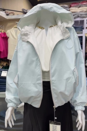 Women's Winter Ice Blue Hooded Utility Jacket