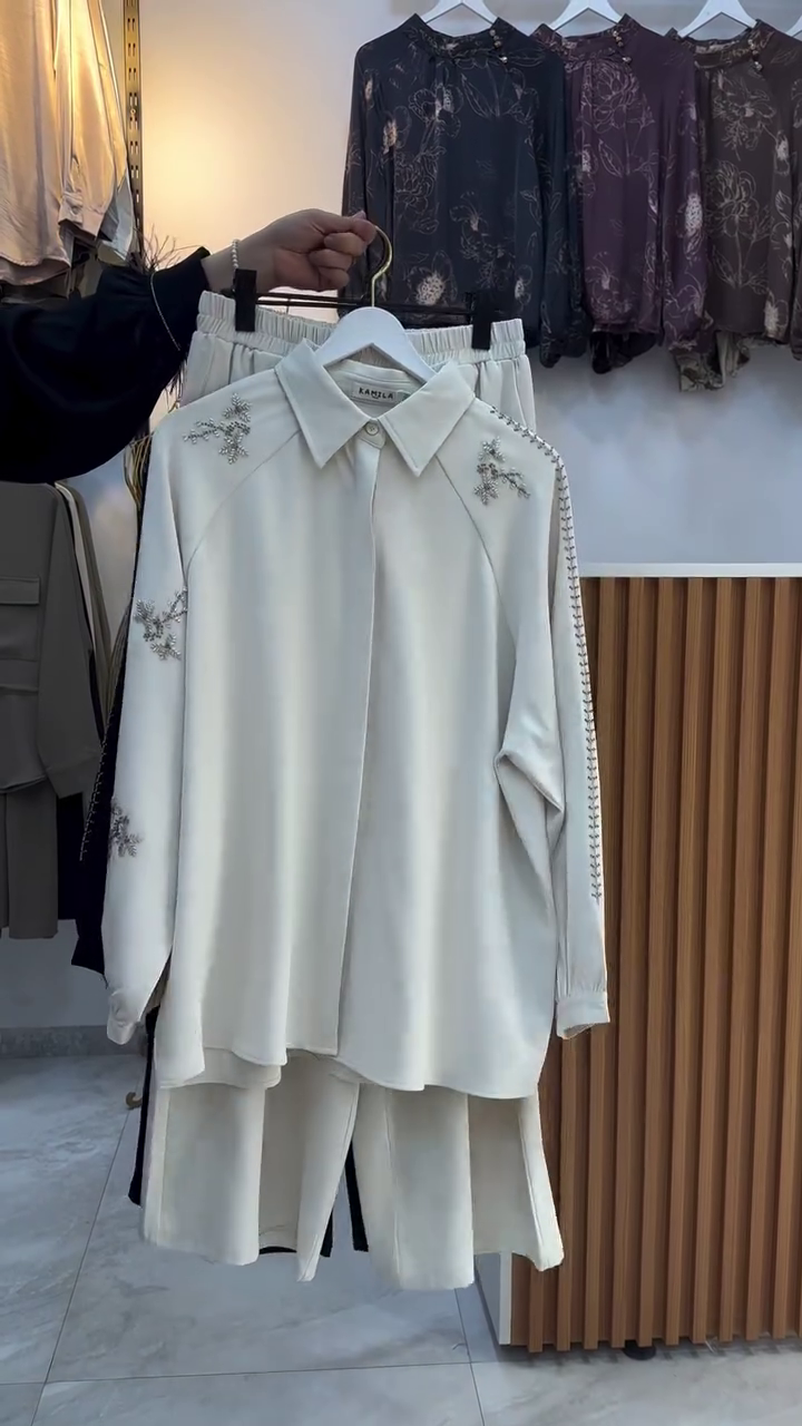 White Embellished Shirt with Pants