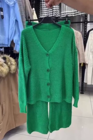 Green Knit Cardigan with Pant