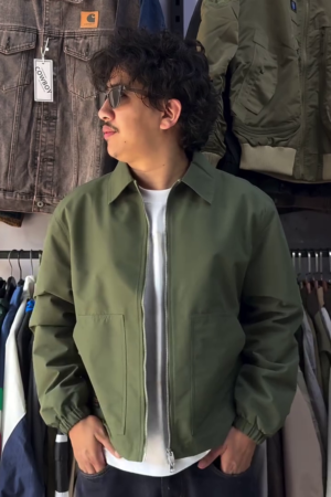 Olive Green Casual Bomber Jacket