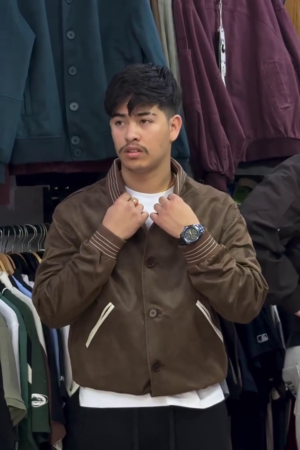 Brown Striped Collar Jacket