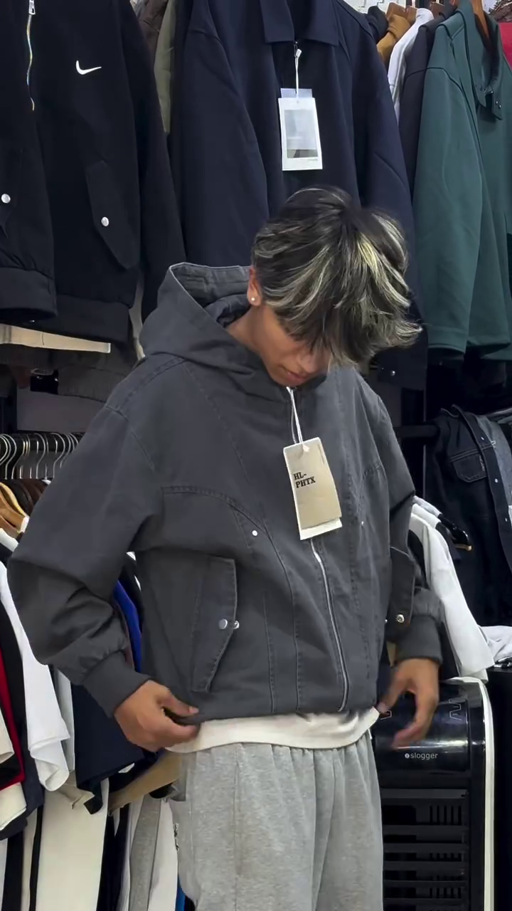 Charcoal Grey Hooded Jacket - Image 2