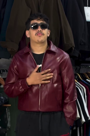 Burgundy Faux Leather Jacket