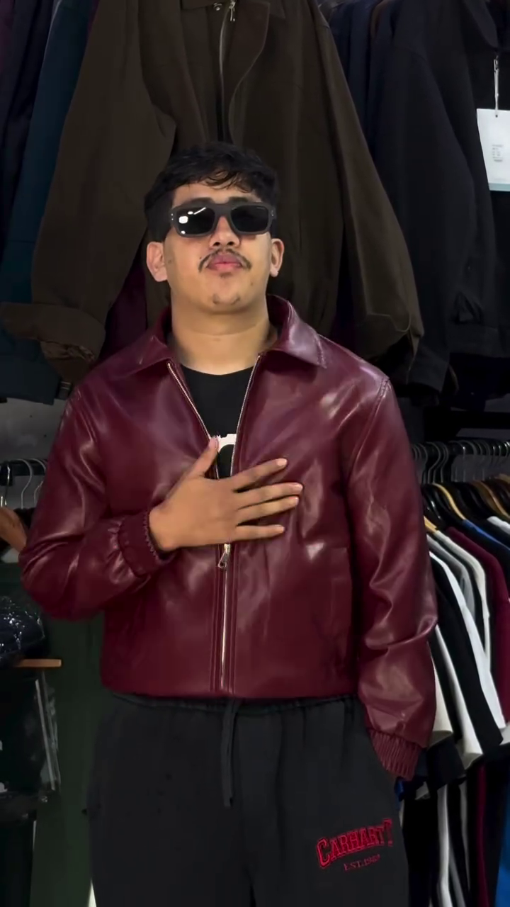 Burgundy Faux Leather Jacket