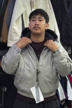 Grey Hooded Utility Jacket
